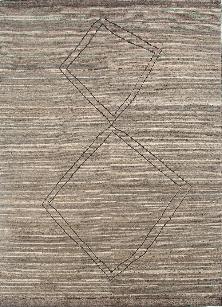 manifest beige and brown afghan wool hand knotted Rug - HeadShot