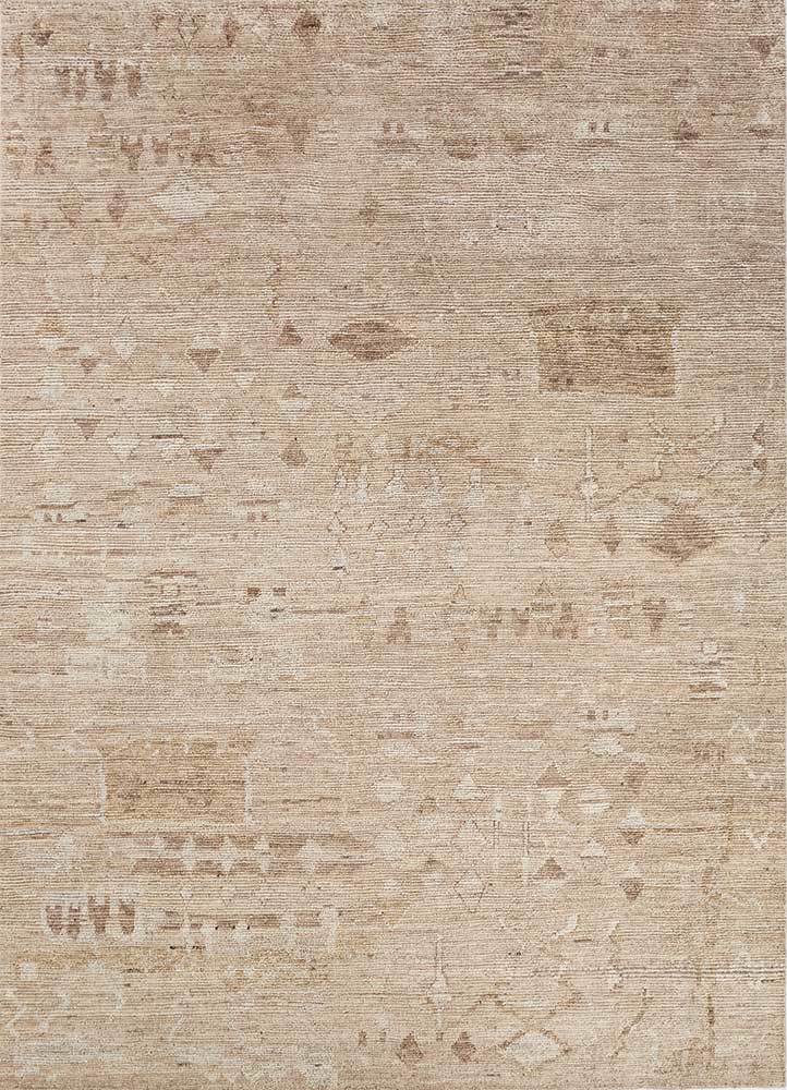 beige and brown beige and brown afghan wool hand knotted Rug