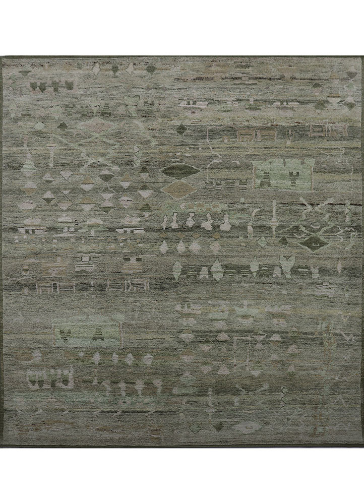 green green afghan wool hand knotted Rug