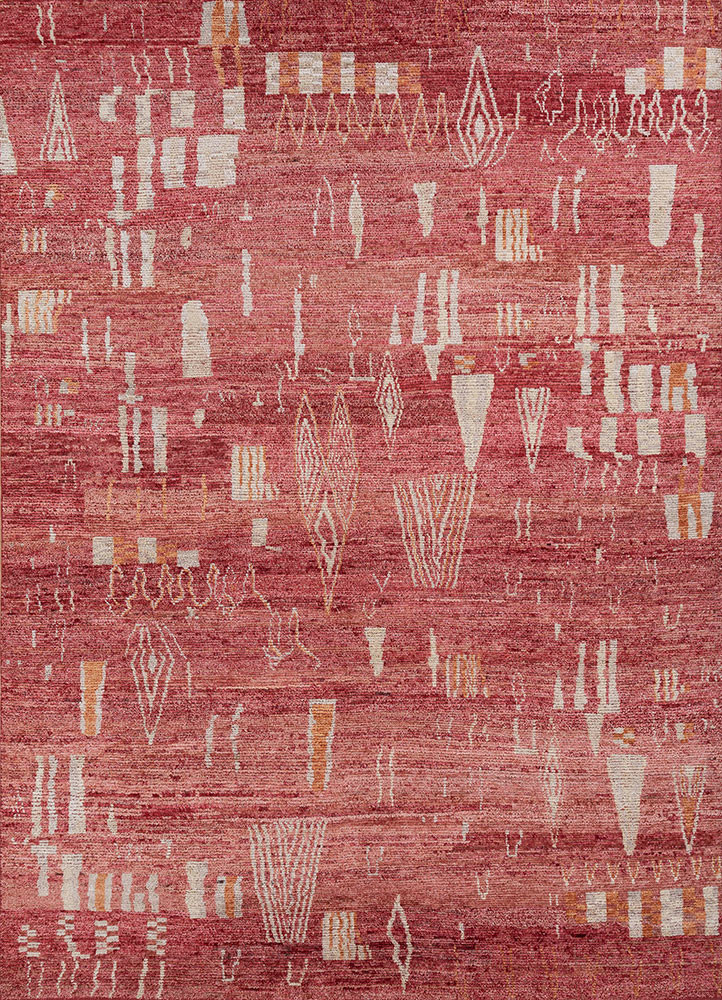 red and orange red and orange wool hand knotted Rug