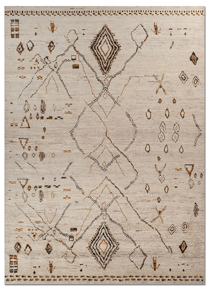 manifest ivory afghan wool hand knotted Rug - HeadShot