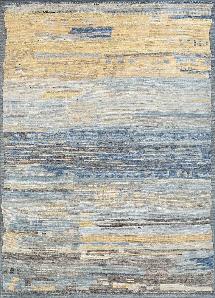  blue afghan wool hand knotted Rug