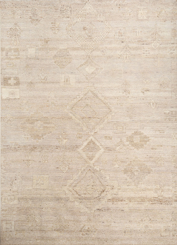  beige and brown afghan wool hand knotted Rug