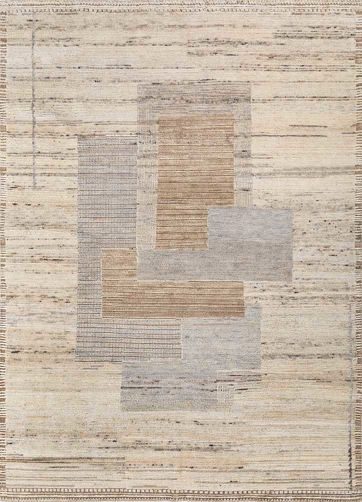 blythe beige and brown afghan wool hand knotted Rug - HeadShot