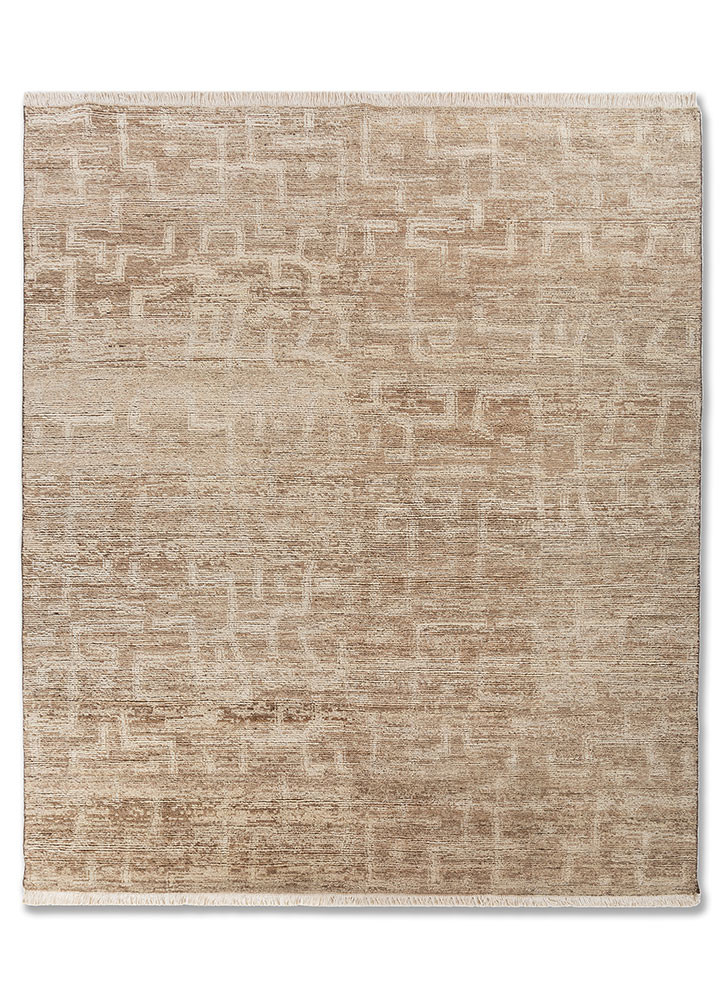 manifest beige and brown wool hand knotted Rug - HeadShot