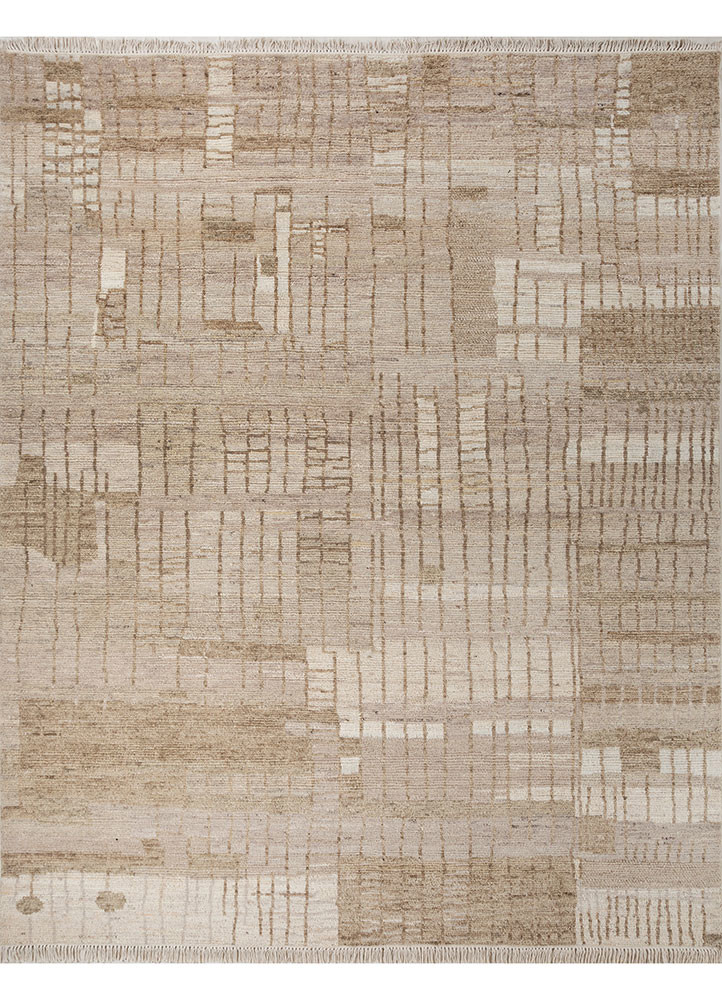 manifest beige and brown afghan wool hand knotted Rug