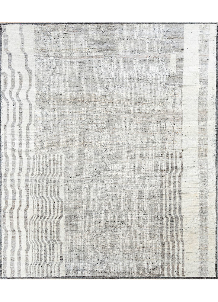  beige and brown wool hand knotted Rug