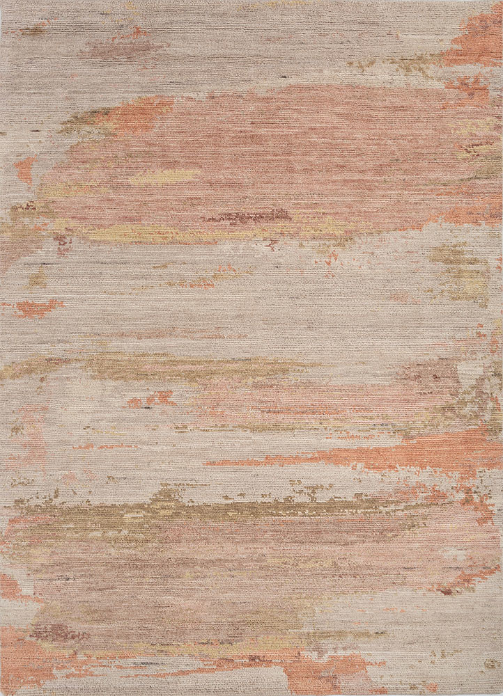  red and orange wool hand knotted Rug