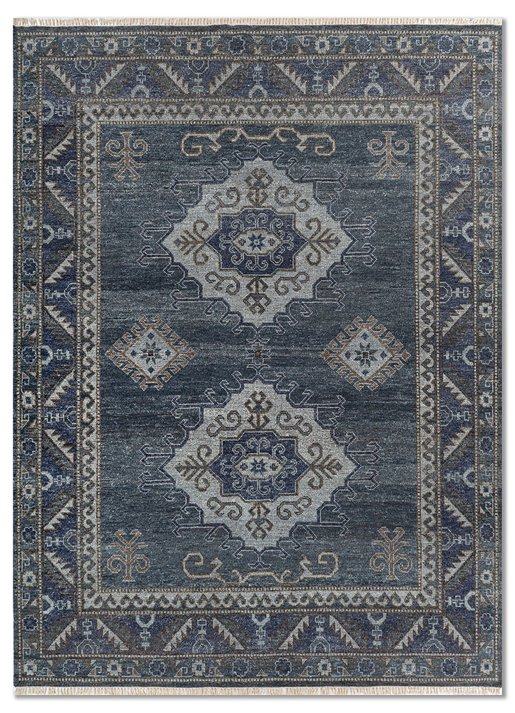 erbe blue wool hand knotted Rug - HeadShot
