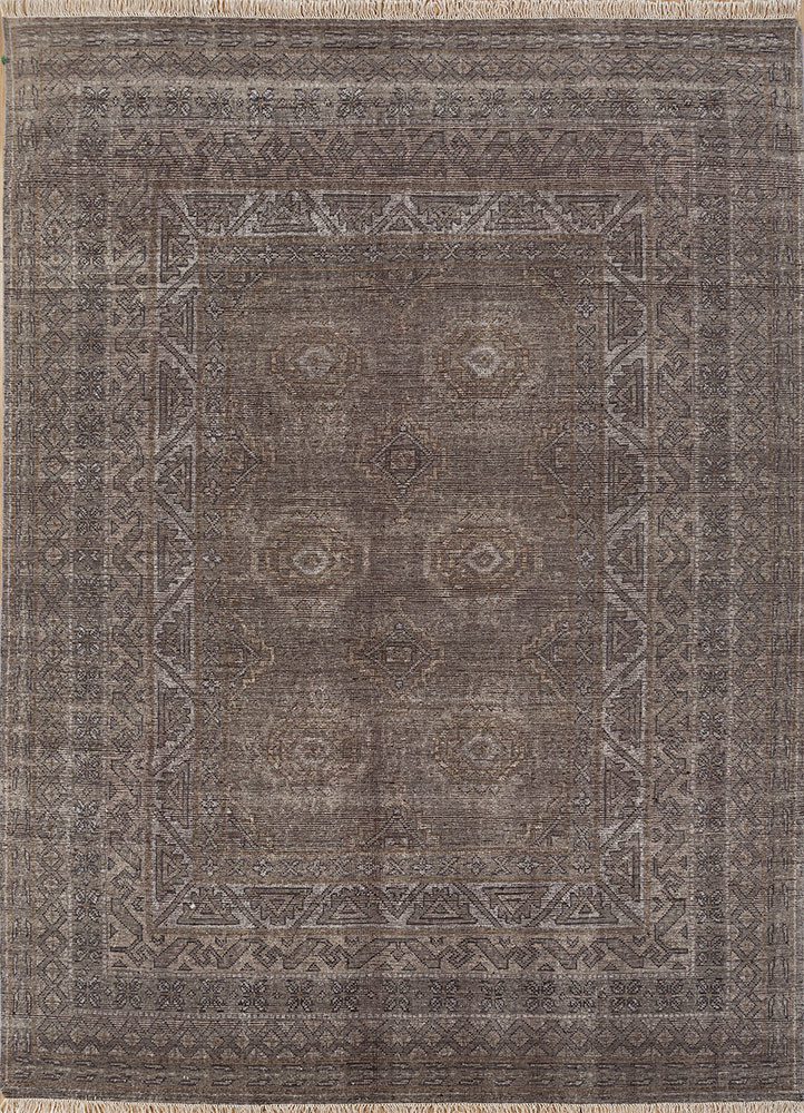  grey and black wool hand knotted Rug