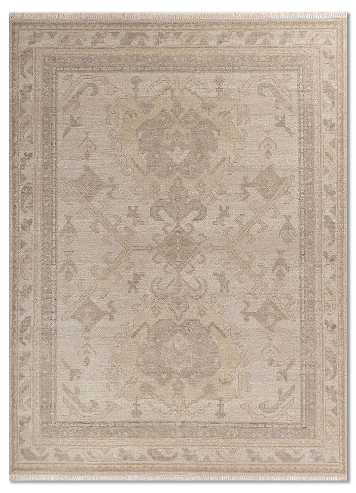  ivory wool hand knotted Rug