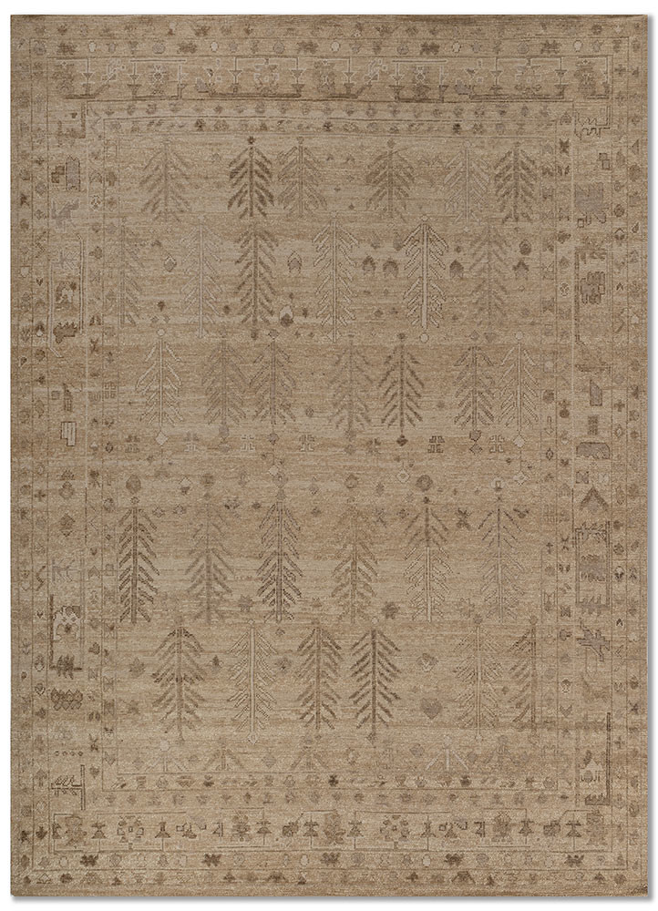erbe beige and brown wool hand knotted Rug - HeadShot erbe beige and brown wool hand knotted Rug - HeadShot