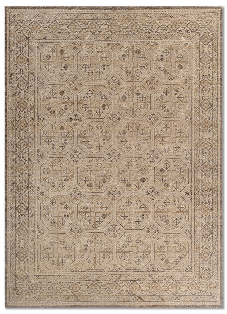 erbe beige and brown wool hand knotted Rug