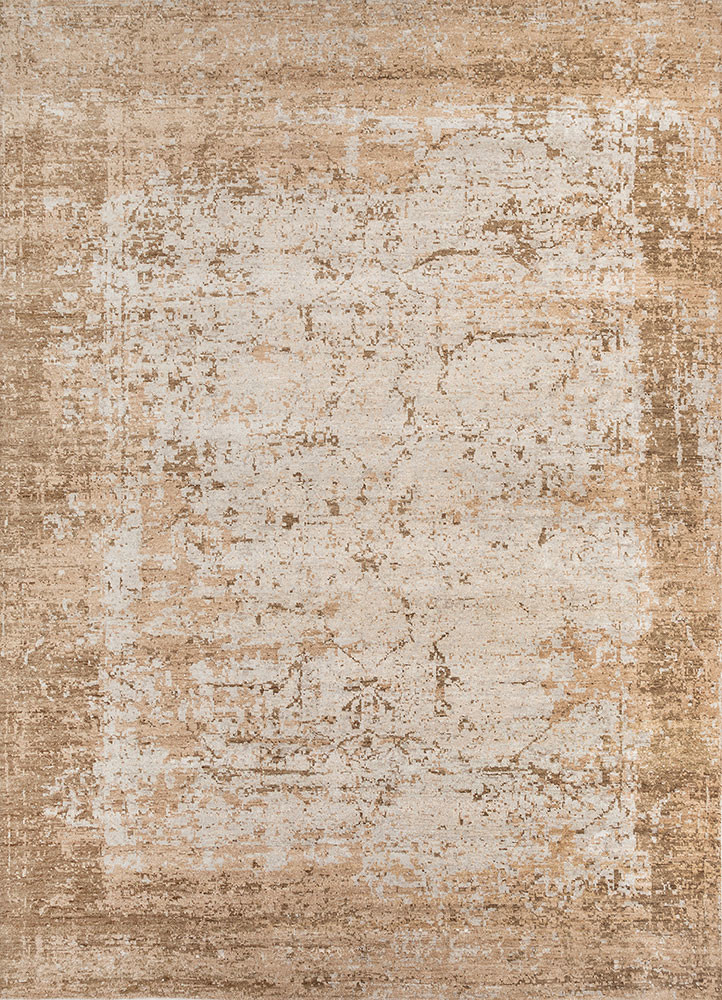 beige and brown beige and brown silk hand knotted Rug