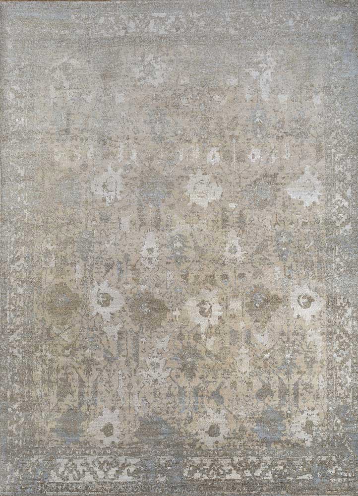ivory ivory silk hand knotted Rug