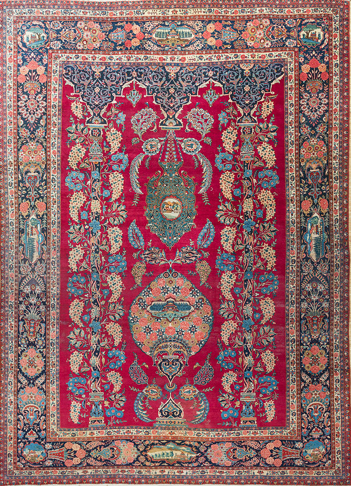 aalam pink and purple wool hand knotted Rug - HeadShot aalam pink and purple wool hand knotted Rug - HeadShot
