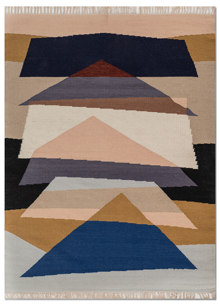 indusbar beige and brown wool flat weaves Rug - HeadShot indusbar beige and brown wool flat weaves Rug - HeadShot