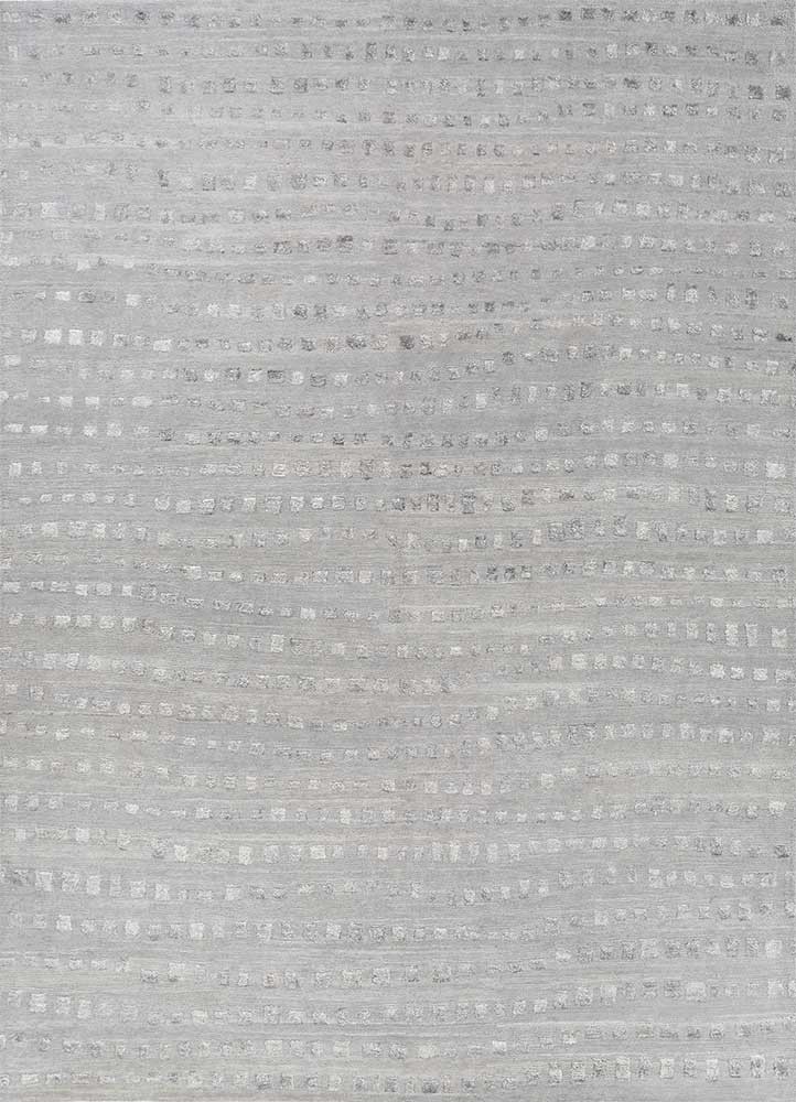 hula blue wool and bamboo silk hand knotted Rug - HeadShot