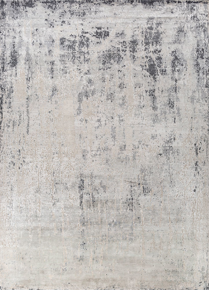 entropy grey and black wool and viscose hand knotted Rug - HeadShot entropy grey and black wool and viscose hand knotted Rug - HeadShot