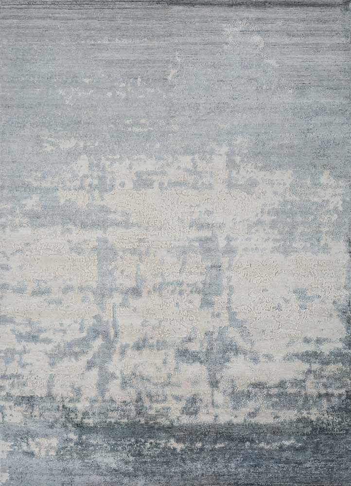 entropy blue wool and viscose hand knotted Rug - HeadShot entropy blue wool and viscose hand knotted Rug - HeadShot