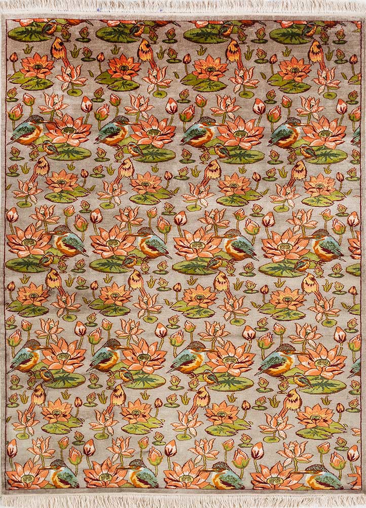 gulmarg green silk hand knotted Rug - HeadShot gulmarg green silk hand knotted Rug - HeadShot