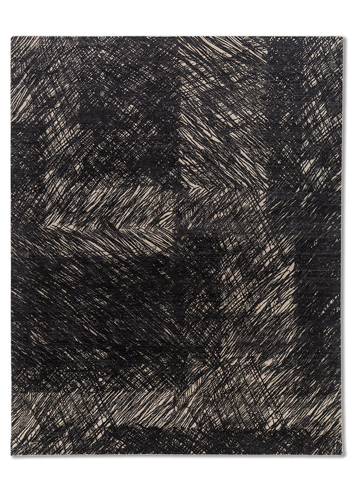  ivory wool and silk hand knotted Rug