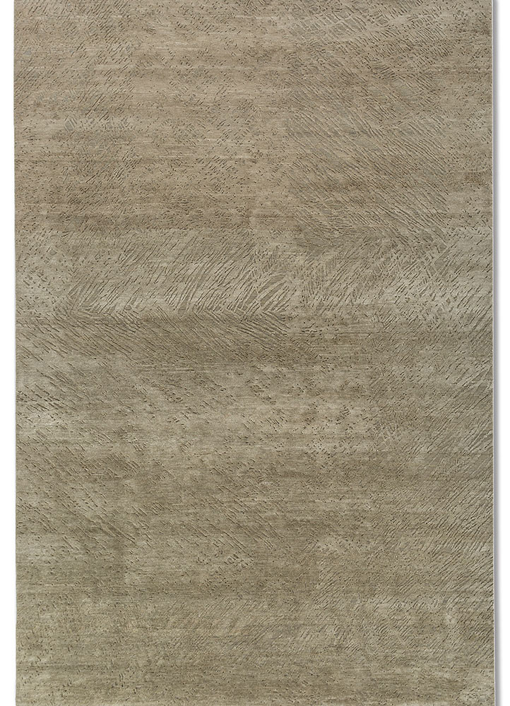 green green wool and silk hand knotted Rug