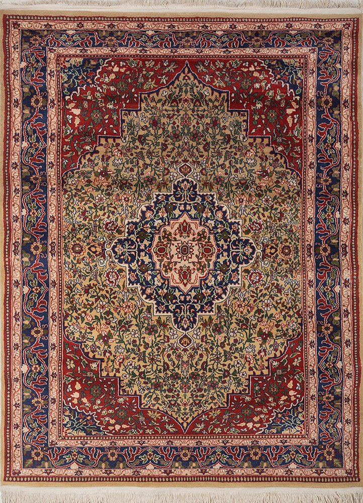 beige and brown wool hand knotted Rug