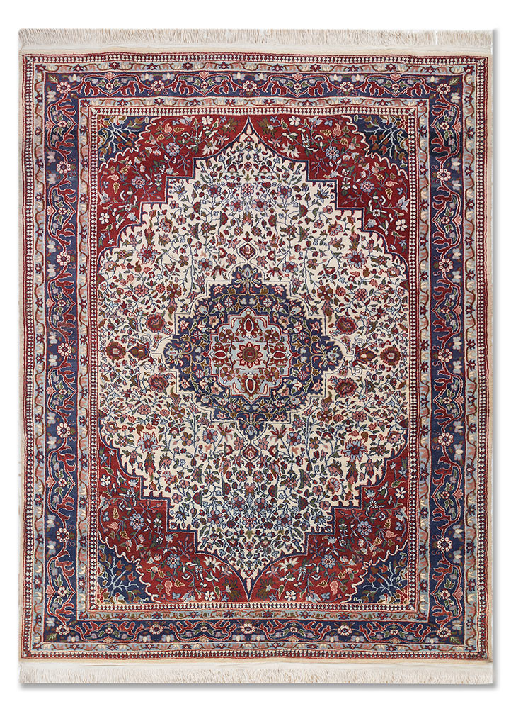  ivory wool hand knotted Rug