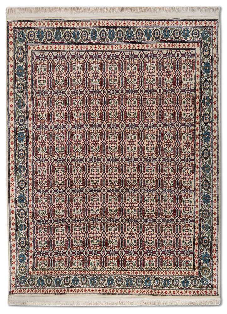 gulnar ivory wool hand knotted Rug - HeadShot