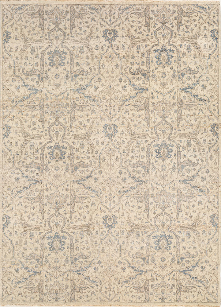 erbe beige and brown wool hand knotted Rug - HeadShot