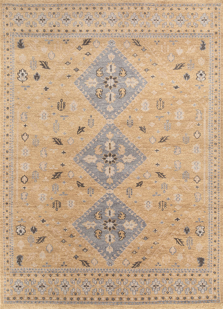 erbe gold wool hand knotted Rug - HeadShot