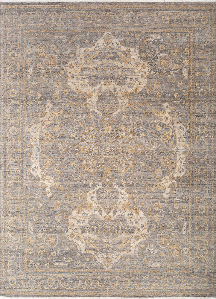 viscaya blue wool hand knotted Rug - HeadShot