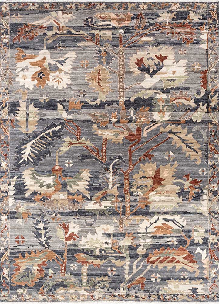 cyanna blue wool hand knotted Rug - HeadShot