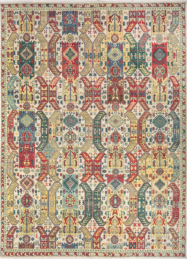 erbe green wool hand knotted Rug - HeadShot erbe green wool hand knotted Rug - HeadShot