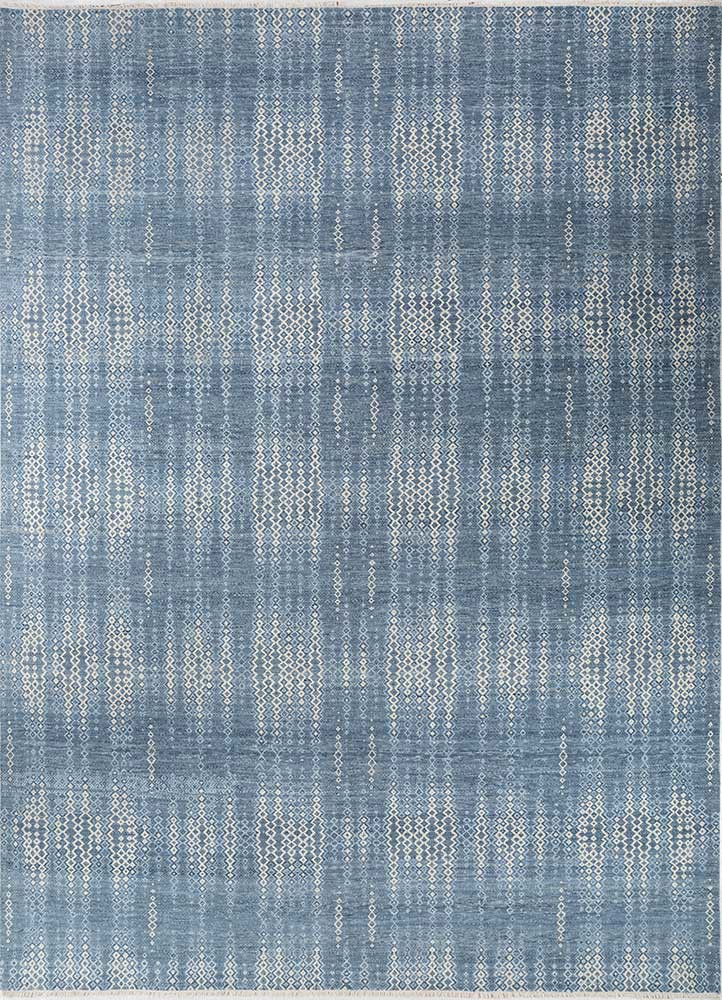  blue wool hand knotted Rug