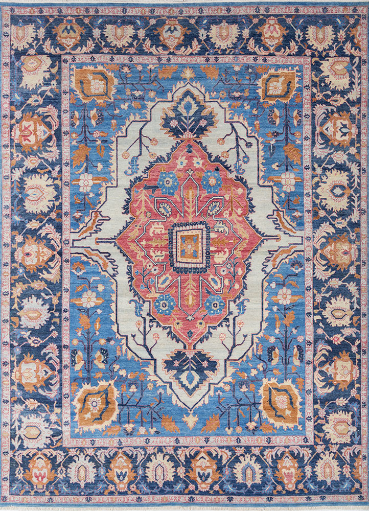 savana blue wool hand knotted Rug - HeadShot savana blue wool hand knotted Rug - HeadShot