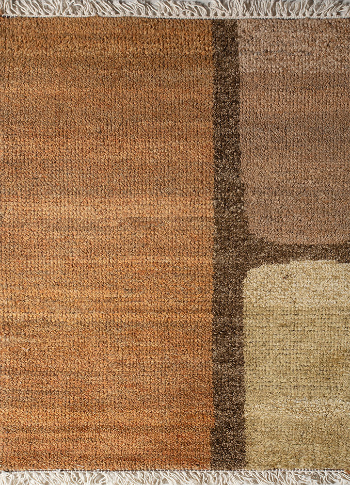 aprezo beige and brown wool hand knotted Rug - HeadShot aprezo beige and brown wool hand knotted Rug - HeadShot