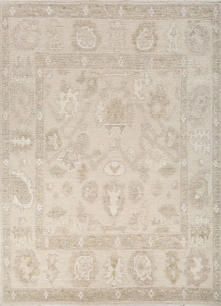 cyanna ivory wool hand knotted Rug - HeadShot