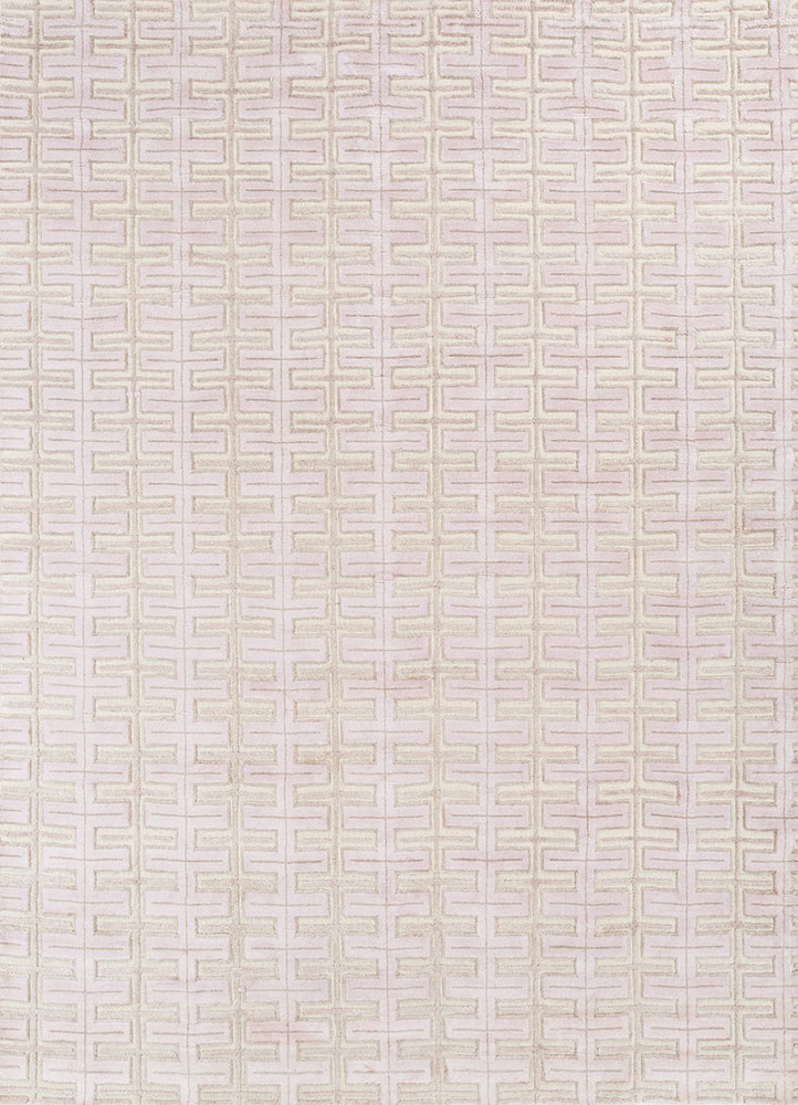 manifest pink and purple wool and bamboo silk hand knotted Rug - HeadShot