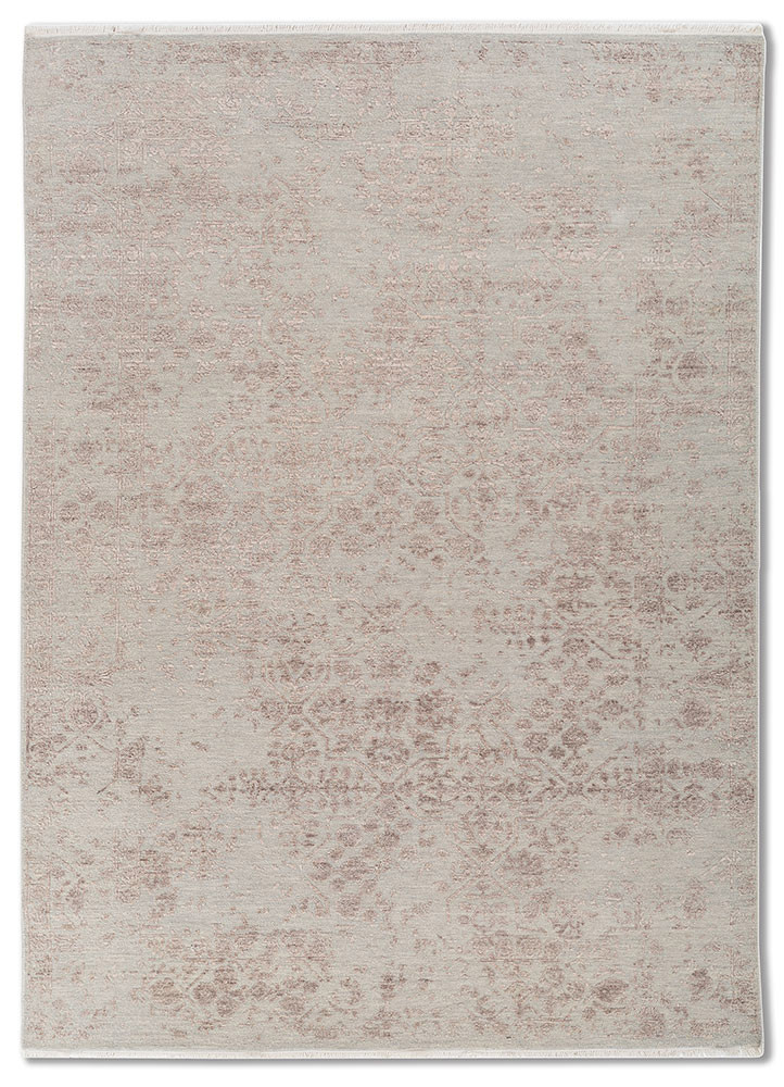 aurora grey and black wool and viscose hand knotted Rug - HeadShot