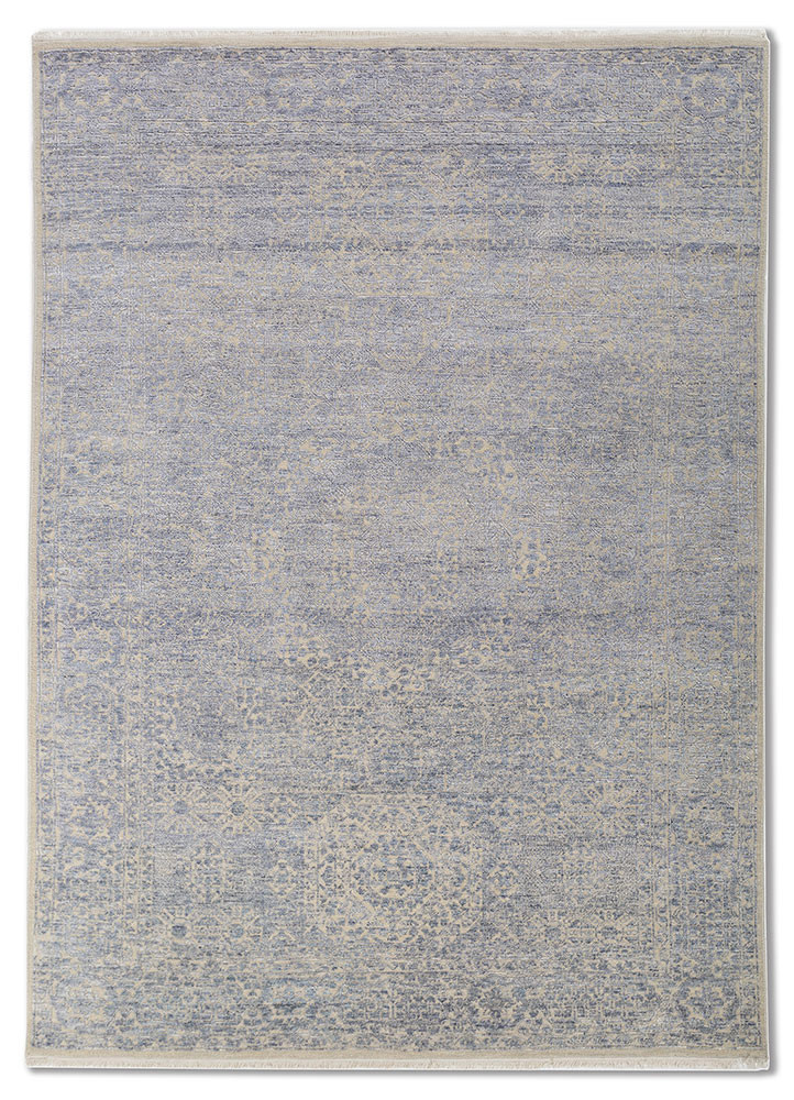 aurora grey and black wool and viscose hand knotted Rug - HeadShot