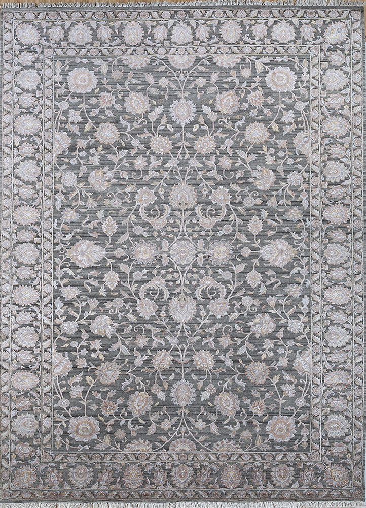 aurora grey and black wool and viscose hand knotted Rug - HeadShot aurora grey and black wool and viscose hand knotted Rug - HeadShot