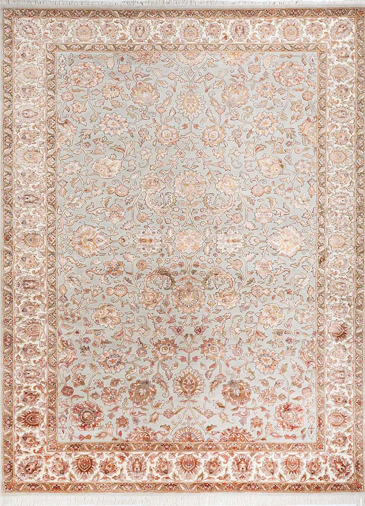 Faaris Beige and Brown Hand Knotted Wool and Viscose RugsSkwv57