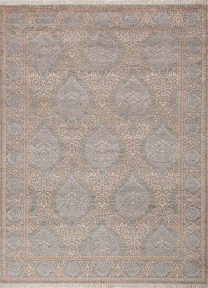 aurora blue wool and viscose hand knotted Rug - HeadShot aurora blue wool and viscose hand knotted Rug - HeadShot