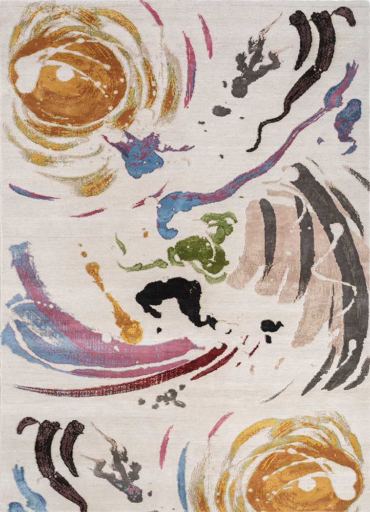 reverie japonaise ivory wool and silk hand knotted Rug - HeadShot reverie japonaise ivory wool and silk hand knotted Rug - HeadShot