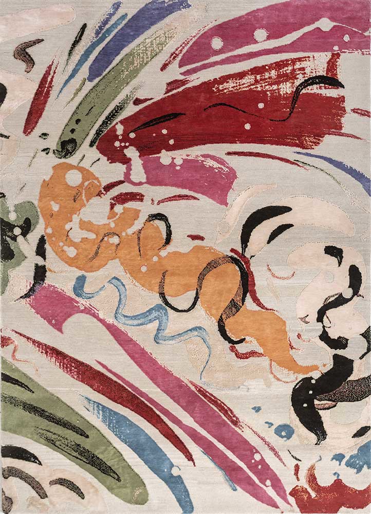 reverie japonaise ivory wool and silk hand knotted Rug - HeadShot reverie japonaise ivory wool and silk hand knotted Rug - HeadShot