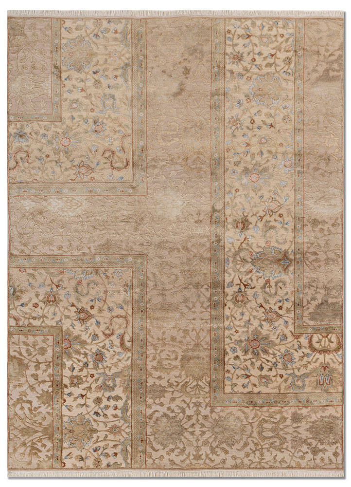 aurora ivory wool and silk hand knotted Rug - HeadShot aurora ivory wool and silk hand knotted Rug - HeadShot