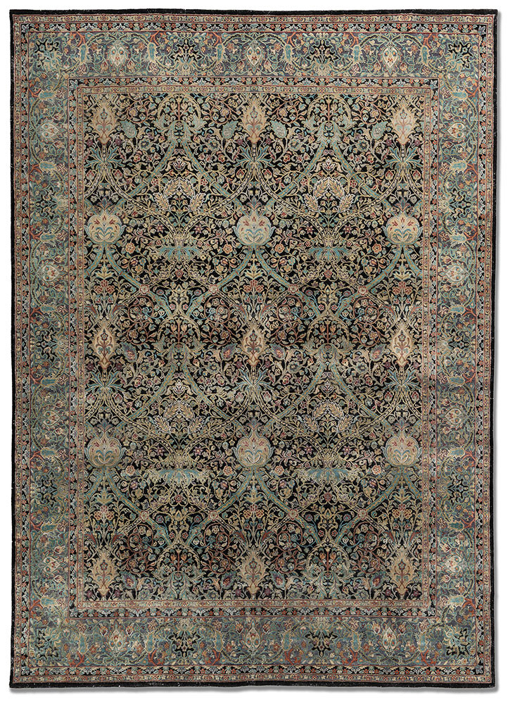 aprezo grey and black wool and silk hand knotted Rug - HeadShot aprezo grey and black wool and silk hand knotted Rug - HeadShot