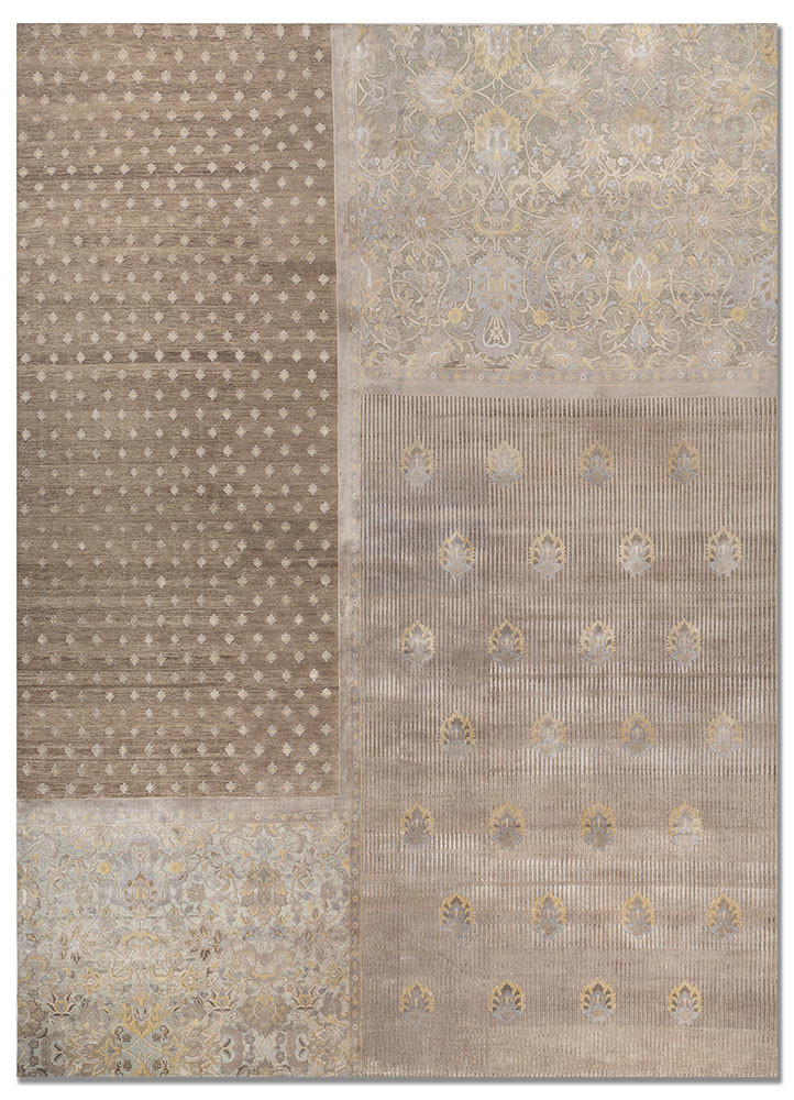 green green wool and silk hand knotted Rug